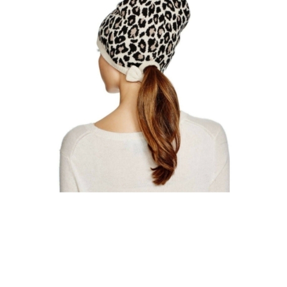 kate spade Accessories - Kate Spade New York Hats Cheetah Pink Bow Ponytail Hat Cap Beanie